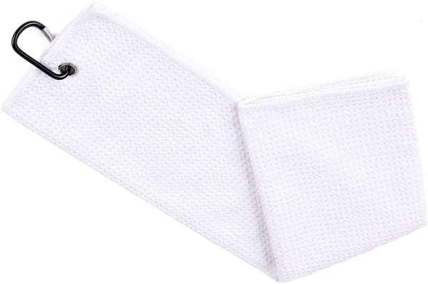 2-pack 16\" x 24\" Tri-fold Golfhanddukar, Premium Mikrofibertyg Våffelmönster (Vit) White