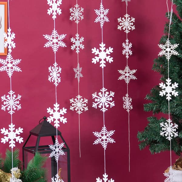 16 x 1,9 m Snøflaggjulepynt Hvit Juledekorasjon