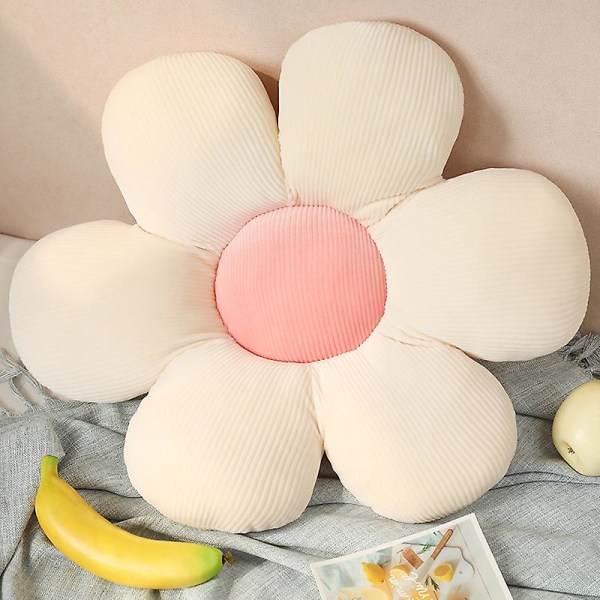 Blomformad Söt Golvkudde Sittdyna Plysch Mjuk Kudde Söt Rumsdekor För Soffa Sovrum Beige-pink 35*35