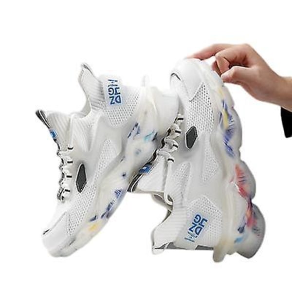 Andningsbara sportskor för män Öka fritid Trendiga skor White 39