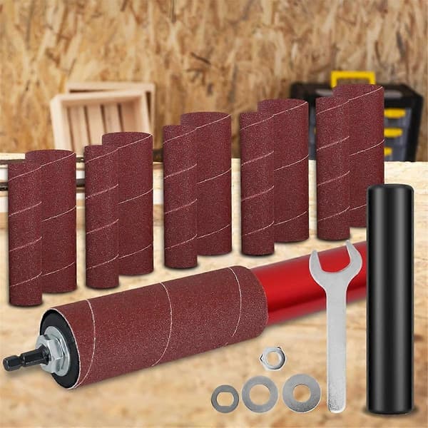 [LCS] Drum Sanding Kit, Rubber Sanding Drum Spindle Sanding Adapter, with 120-Grit Sandpaper Drum, Sanding Sleeves Drill