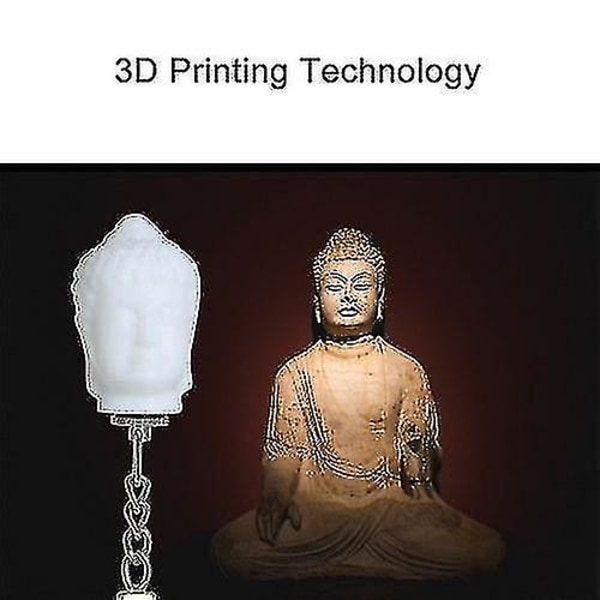 3D-utskrift nattljusnyckelring Kreativ Buddha-huvudporträtt Ljus färgglad LED-magisk lampa