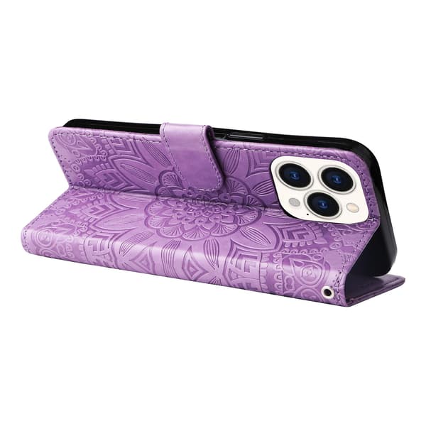Læder telefoncover til iPhone 14 Pro Max Purple