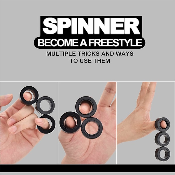 Magnetisk Fingerring, Magnetisk Ring Fidget Spinner Leksak, Uppgraderad Handspinner För Stresslindring black