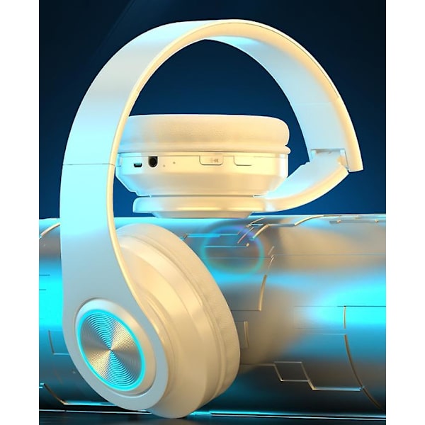 Trådløse Bluetooth-hodetelefoner, Over-ear hodetelefoner med innebygd mikrofon White