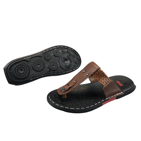 Herr Läder Casual Flip Flops Andningsbara Sandaler Trendiga 44