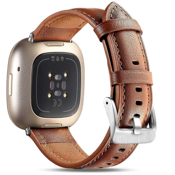 Til Fitbit Versa 4/Fitbit Sense 2 Urrem Ægte Koskind Læder Armbånd Multicolor Style F