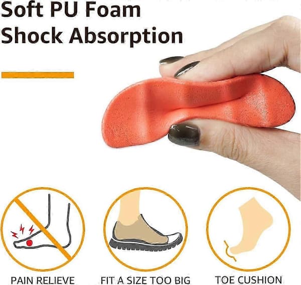[LCS]Skofyldningsindlæg 2 par, tåpudeindlæg til at få store sko til at passe, bløde halvstørrelsesindlæg til løse sko 2Pairs Orange rounded