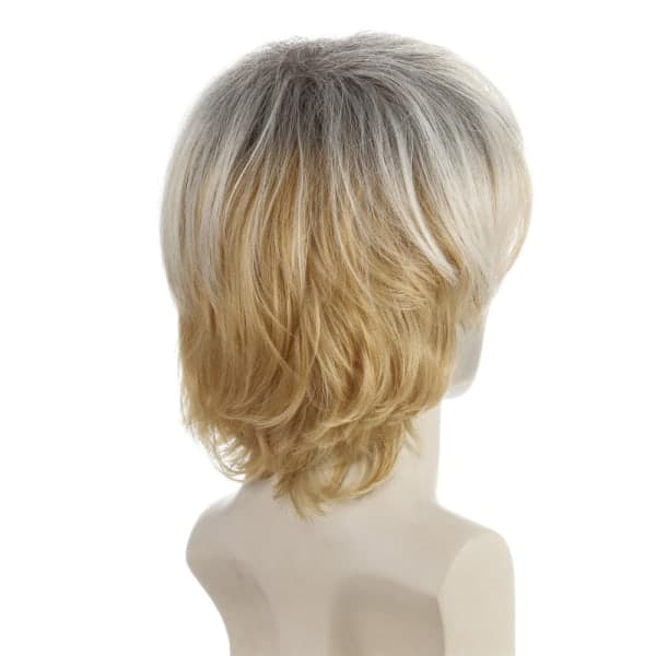 TG Kort lys blond parykk for menn med sideskill