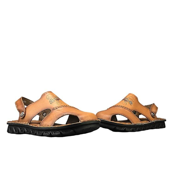 Herr Läder Casual Strandskor Andningsbara Halkfria Sandaler 41