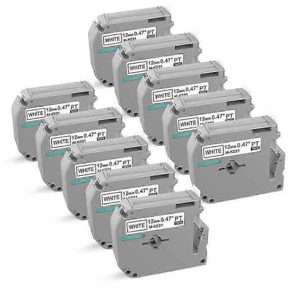 Kompatibel etiketbåndserstatning til M-k231 12mm 0.47 P-touch M-bånd 10-pak