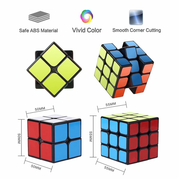 Speed Cube Set, Magic Cube Set med 2x2x2 3x3x3 Kub Jämn Puzzle Kub Leksaker För Barn
