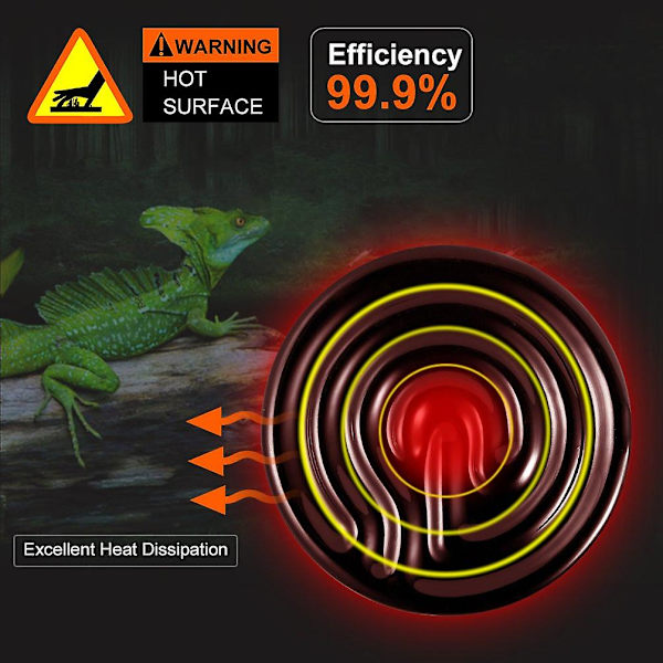 Terrarium Reptil Varme Pære, Keramisk Varmelegeme 100w, E27 Infrarød Keramisk Reptilvarmer