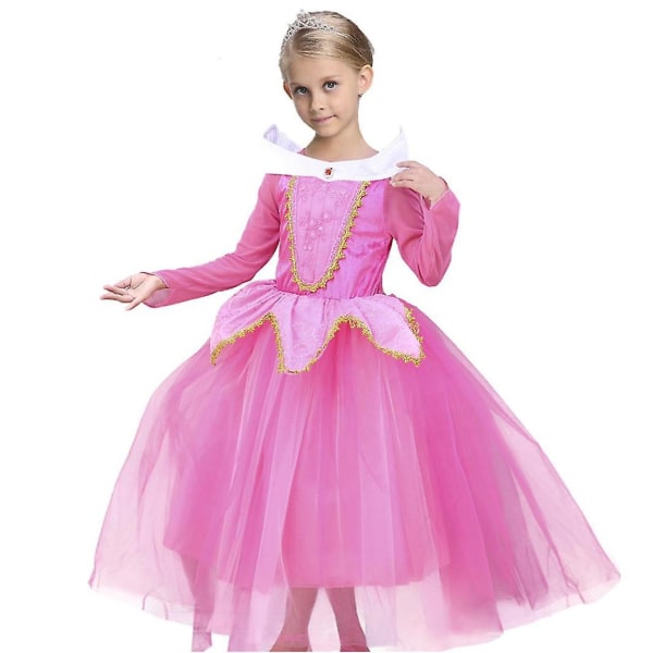 Prinsessklänning Regnbåge Tyll Klänning Födelsedag Barnkläder Pink 110cm