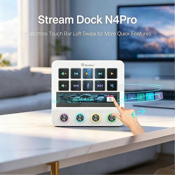 MiraBox N4 Pro 1 Stream Deck-kontroller Elgato-alternativ 10 programmerbare LCD-taster med 500+ plugins for strømming/redigering