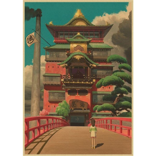 Spirited Away Hayao Miyazaki Filmaffisch Japansk Anime Deco