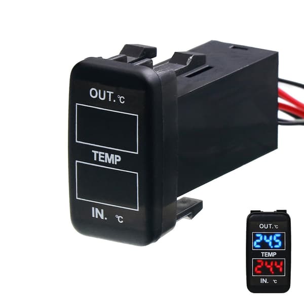 Dobbelt temperaturdisplay inde og uden for bilen Dobbelt temperatursensor til Toyota Corolla Reiz Black