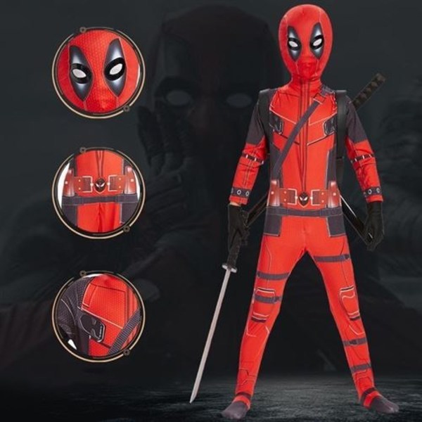 Deadpool kläder Röd Barn Röd M (110-120 cm)