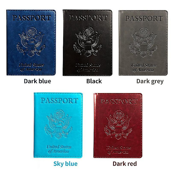 Cdc Vaksinasjonskort Holder Bærbar Flerbruks Pu Lær Passholder For Menn Kvinner Sky Blue