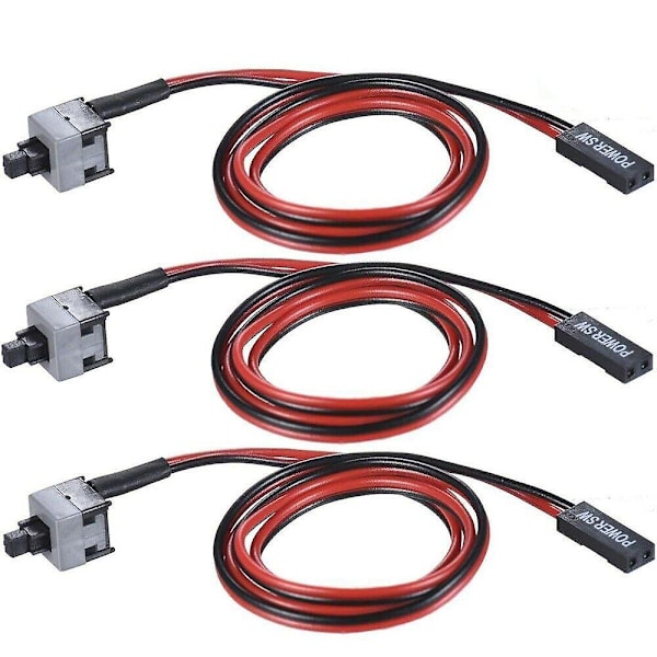 3 st 2-Pin Sw Pc Strömkabel På Av Tryckknapp Atx Dator Strömbrytare Kabel 56cm Sladd