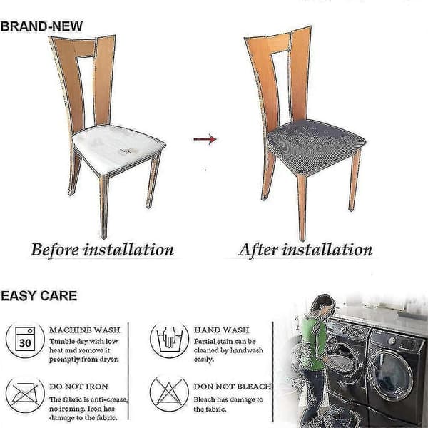 Set med 6 stolsöverdrag för matsal och köksstolar Dark gray