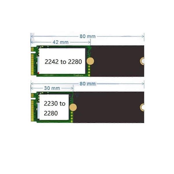 2230 til 2280 M.2 Lang Størrelse NGFF M.2 SSD Adapter Omformer Utvidelsesstativ Black