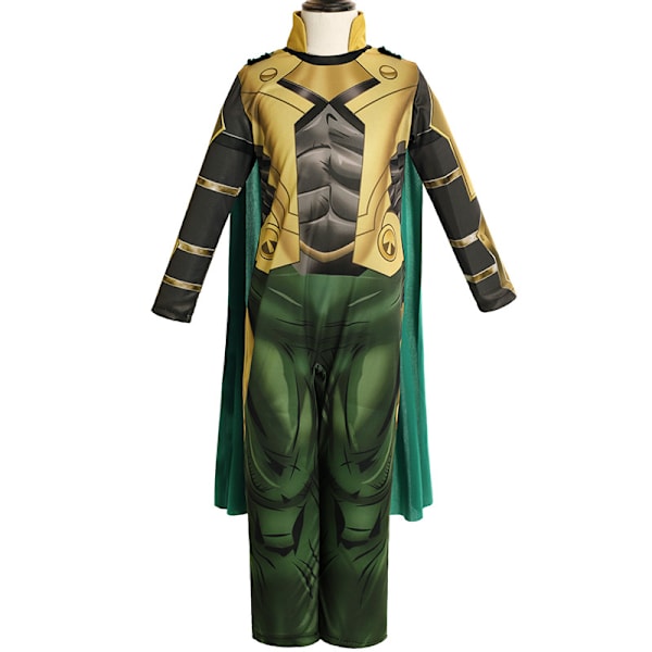 Barn Ragnarok Loki Cosplay Kostym Halloween Superhjälte Cosplay Jumpsuit Kappa M