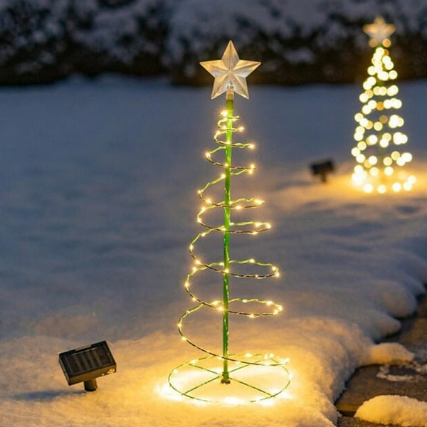 Solcellsdriven Spiral Julgran LED-lampa Utomhus Dekoration warm