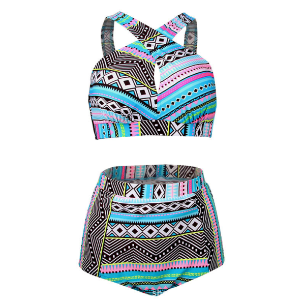 Bikiniset för kvinnor med hög midja, push-up, badkläder blue XL