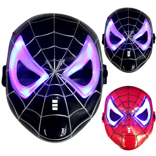 Ljusstark Spiderman Mask för Pojkar, Barn och Vuxna - Maskeradklädsel, Cosplay, Fest black