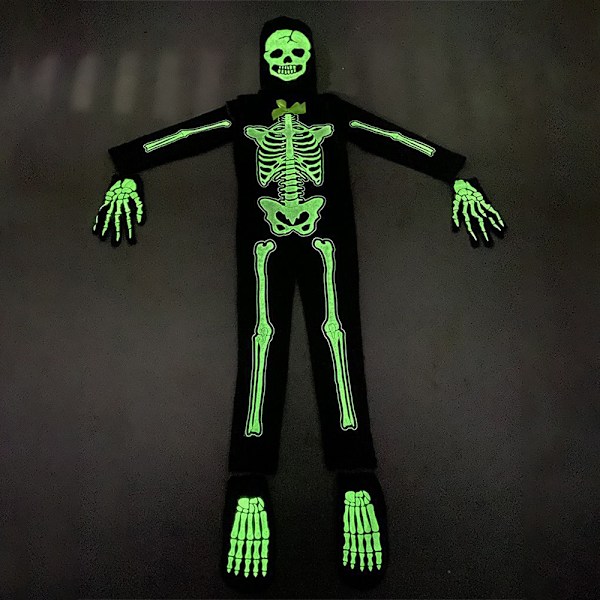 Barnas Selvlysende Skjelett Bodysuit Halloween Skjelett Jumpsuit M