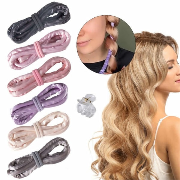 Värmelös hårrullare för långt hår Curls Rod Pannband + hårnål grey