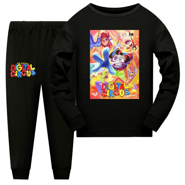 The Amazing Digital Circus Kid Boy Girl Pyjamas Sovkläder Outfit black 130cm