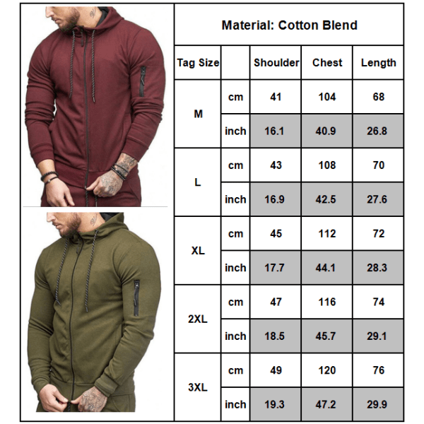 Män Solid Tracksuit Set Hoodie Jogging Sport Topp Byxor Dräkt Wine Red 3XL