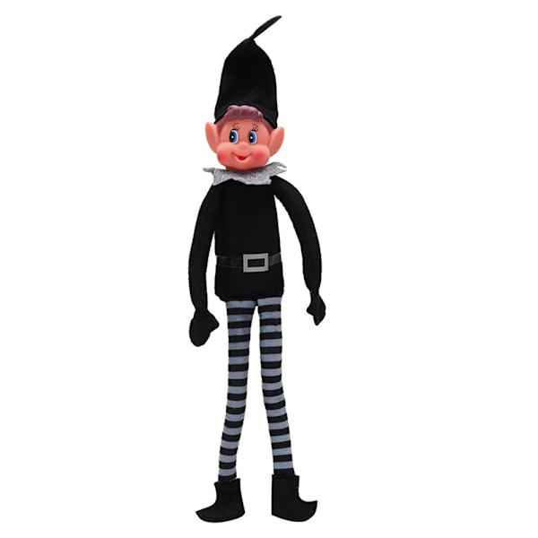 Stygg Liten Jultomte Svart Kläder Mjuk Elfdocka Figur Julpojke Flicka Presenter Boys