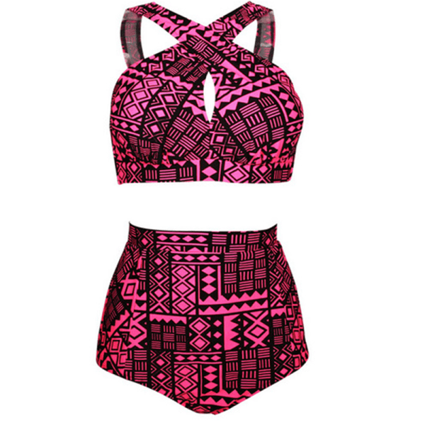 Bikiniset för kvinnor med hög midja, push-up, badkläder blue XL
