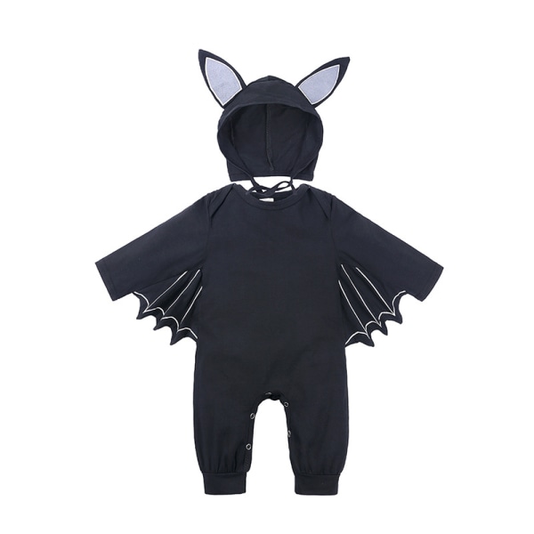 Halloween-kostym för nyfödd pojke, fladdermus-jumpsuit black 80cm