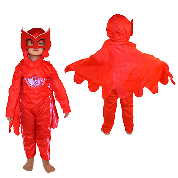 PJ Mask Kostym Pojkar Flickor Superhjälte Barn Maskerad Bokvecka Halloween Red XS