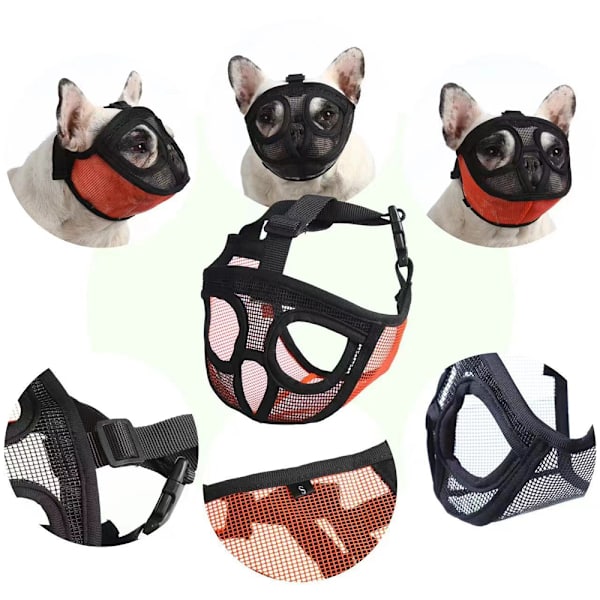 Snout Dog Nosparti, Andningsbar Mesh, Plat Nosparti, Bulldog Mask, Munskydd Black L