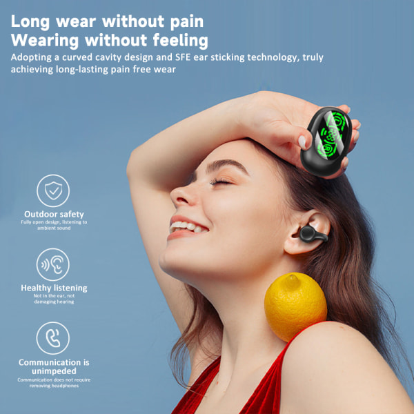 Bluetooth 5.3 trådlösa hörlurar Digital Display Hörlurar Beröringskänsliga Skin