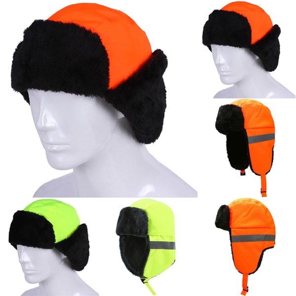Hi Viz High Vis Safety Visibility Vinter Workwear Bomber Hat Orange