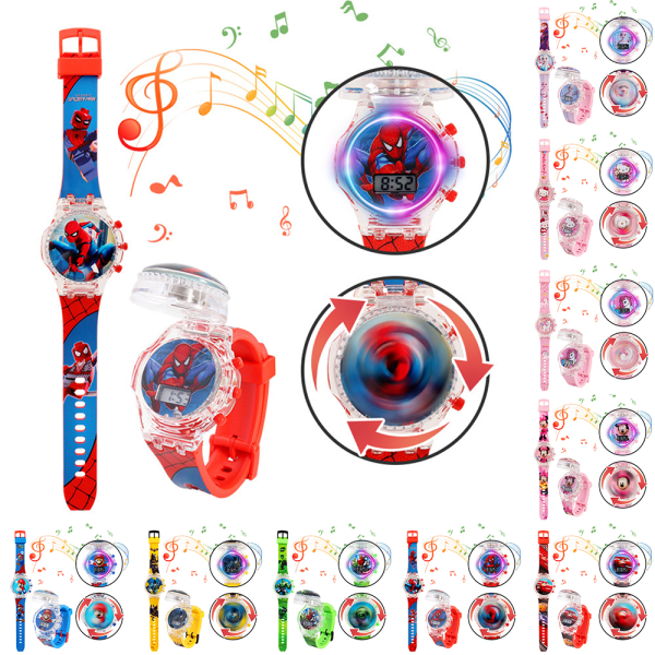 Unisex blinkende silikoneur med matchende lommelygte, lysende musikur Ice and snow