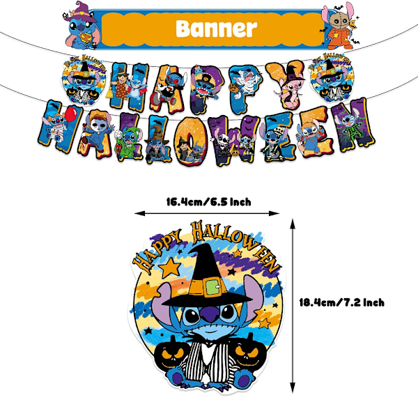 Lilo & Stitch Tema Halloween Fest Balloner Banner Kage Toppere Dekorationssæt