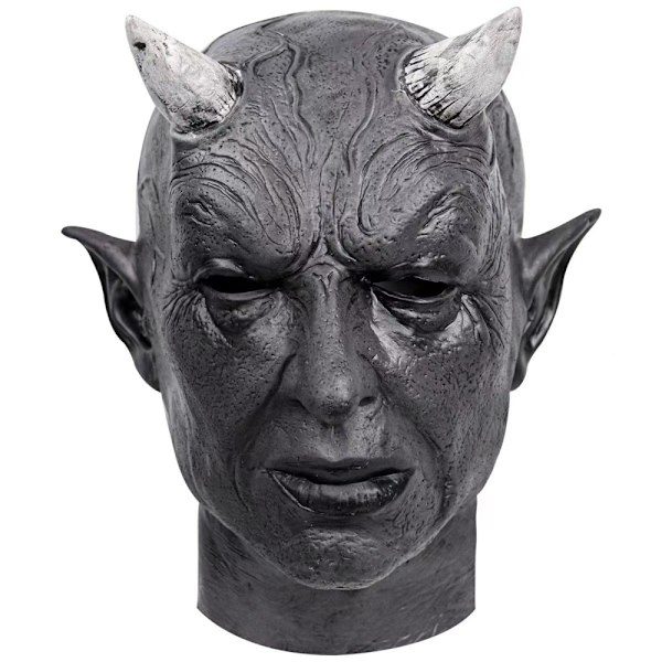 Läskig demonmask för Halloween, Thanksgiving och juldekorationer - Högkvalitativt latex för en autentisk skräcklook Grey