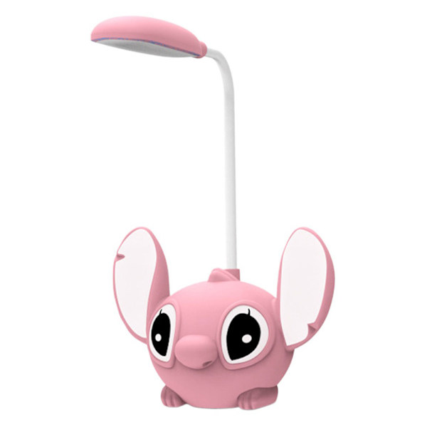 Sød Lilo & Stitch Foldbar LED Skrivebordslampe med Blyantspidser - USB Genopladeligt Lys - Perfekt Gave fra Klassekammerater Pink