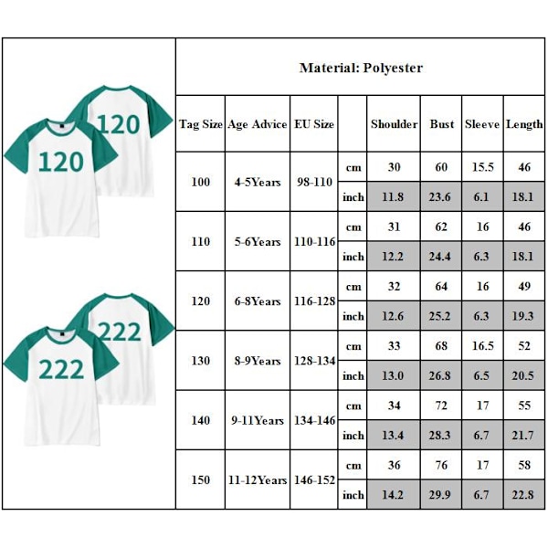 Squid Game Säsong 2 Spelare 001/456/230/222/120/388/ Kostym T-shirt TV-serie Kortärmad #222 150cm