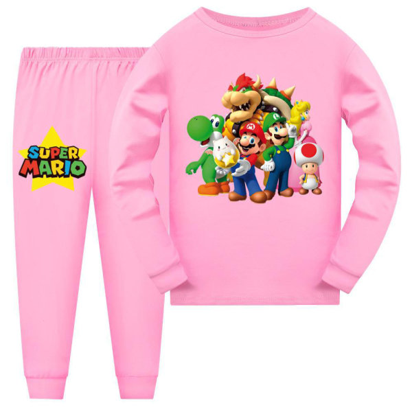 Super Mario Bros. Pyjamas Set för Barn Långärmad Byxor Sovkläder pink 140cm