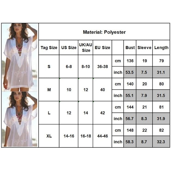 Kvinnlig Sexig Sommar Badkläder Vit Dubbel V Transparent Blus white M