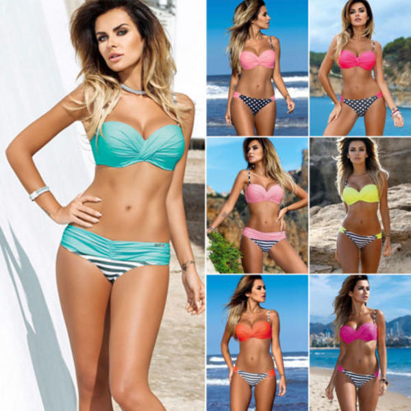 Kvinnors Sommar Sexig Strand Hav Bikinis Dräkt Baddräkt orange M