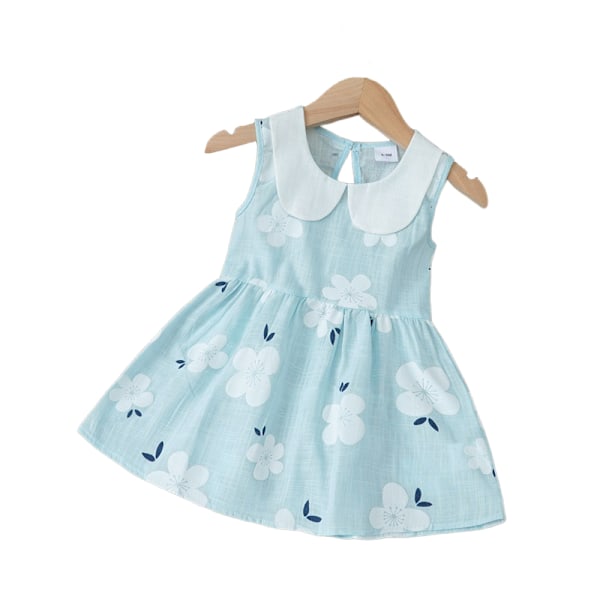 Småbarn Flickor Sommar Vardagsklänning Barn Baby Prinsessa Fest Ärmlösa Klänningar Light Blue 120cm